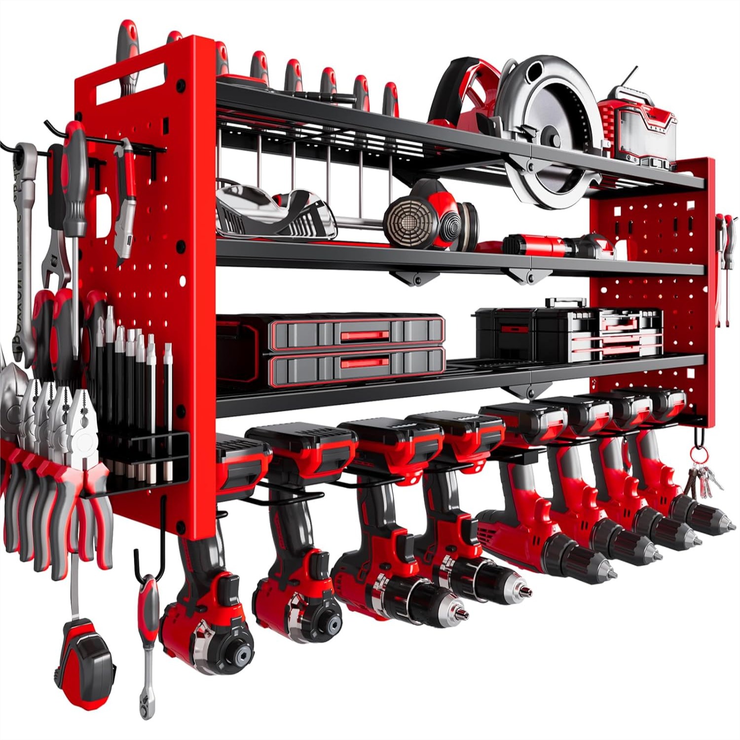 Workshop Tools Wall - 4-Layer Large Capacity Tool Rack with