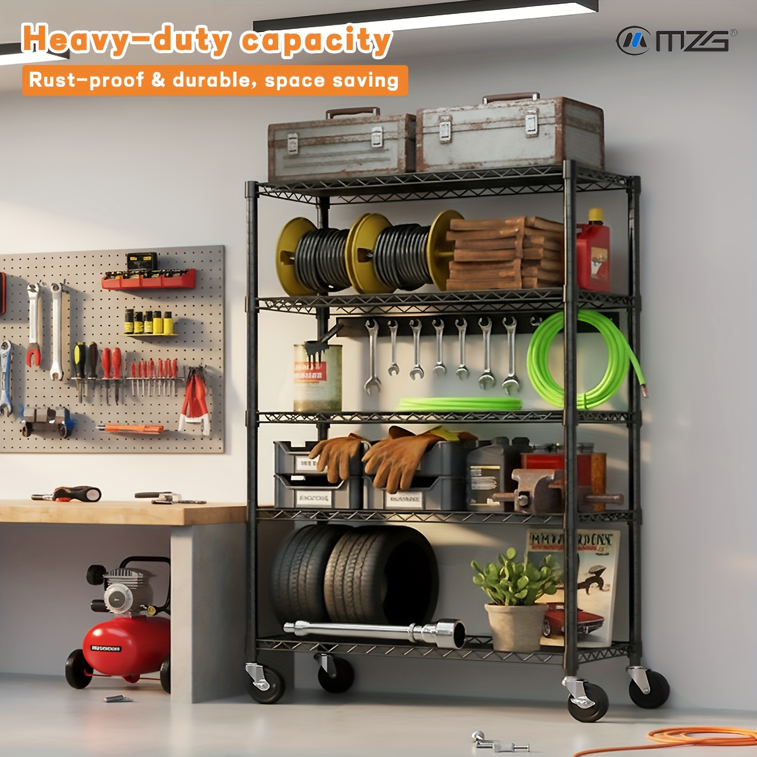 Workshop Tools Youtube - MZG Heavy-Duty Adjustable 5/4 Shelf Metal
