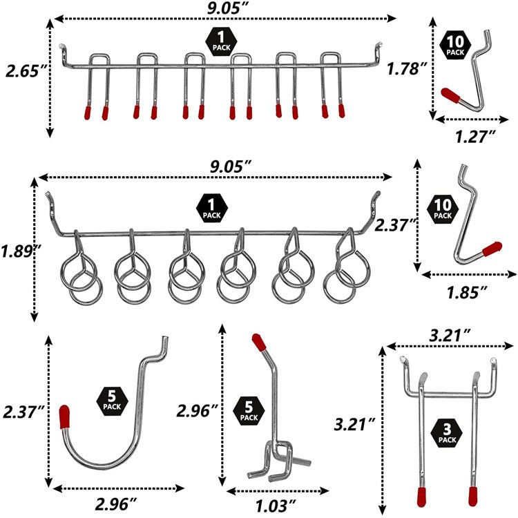 114 Pcs Pegboard Hooks Set Met - Workshop Tools Organizing reseña y precio