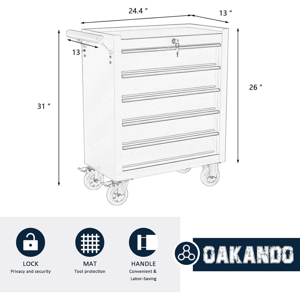 5-Drawer Rolling Tool Chest wi - Tools For Garage Workshop reseña y precio
