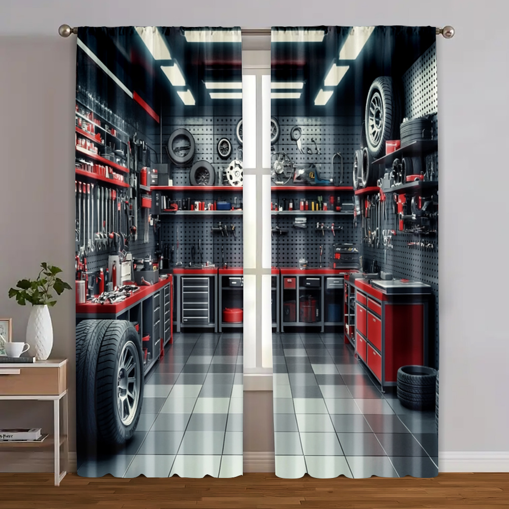 2pcs, Curtains Digital Printed - Workshop Tools Youtube reseña y precio