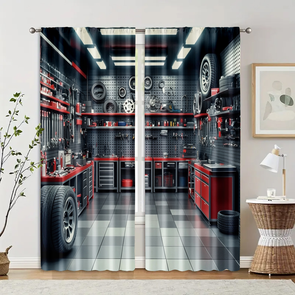 2pcs, Curtains Digital Printed - Workshop Tools Youtube reseña y precio