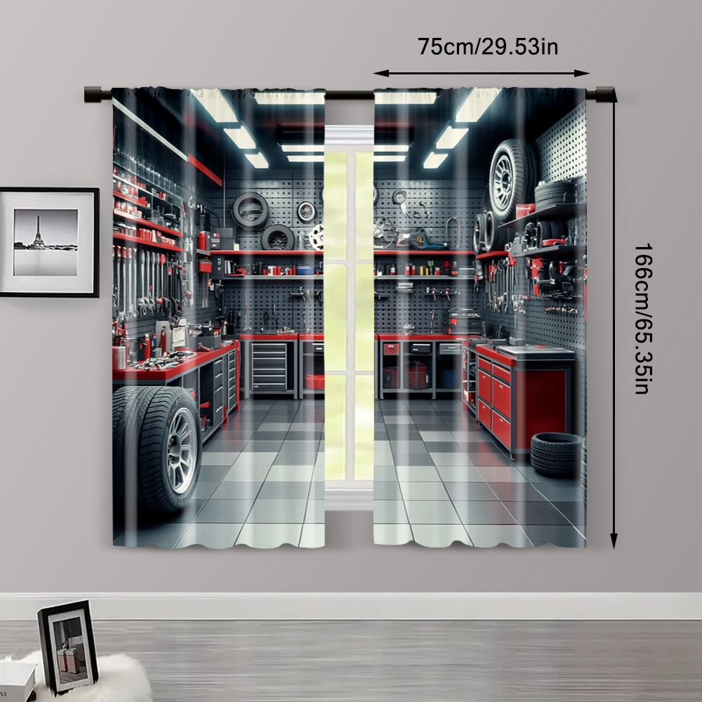 2pcs, Curtains Digital Printed - Workshop Tools Youtube reseña y precio