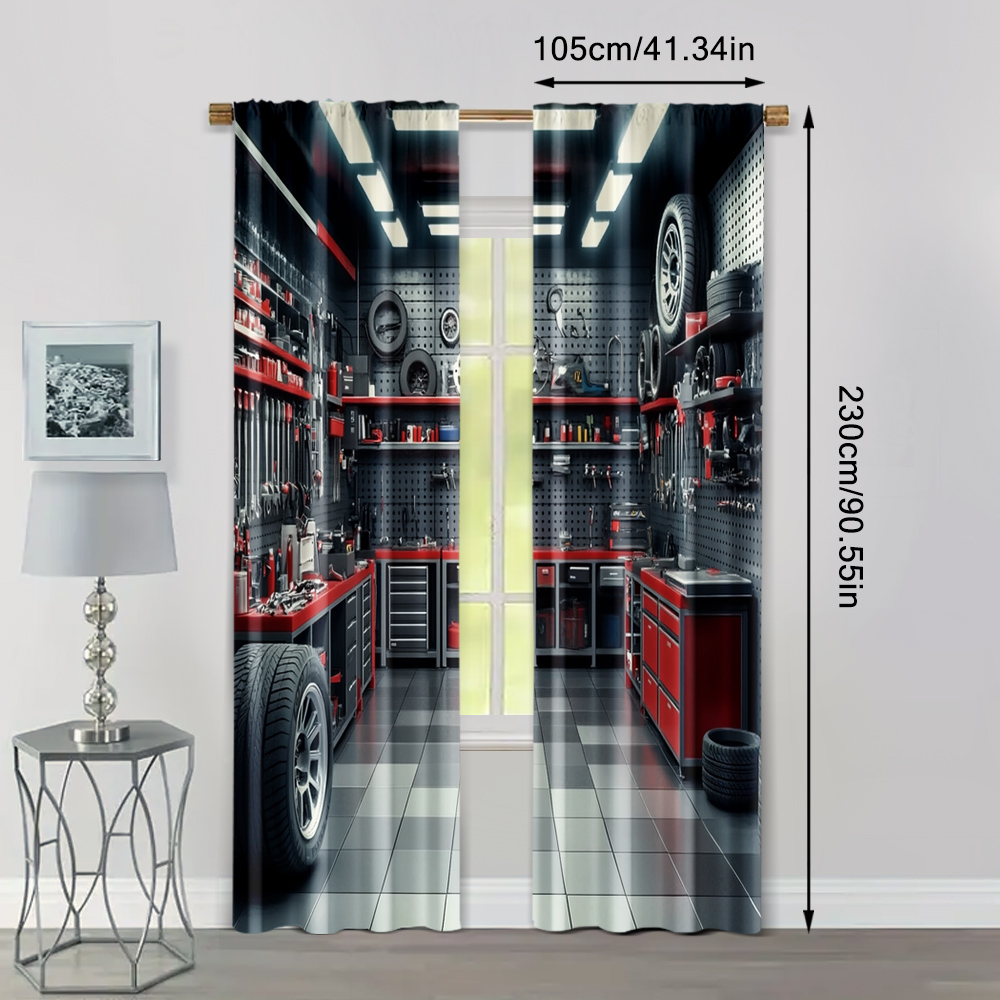 2pcs, Curtains Digital Printed - Workshop Tools Youtube reseña y precio