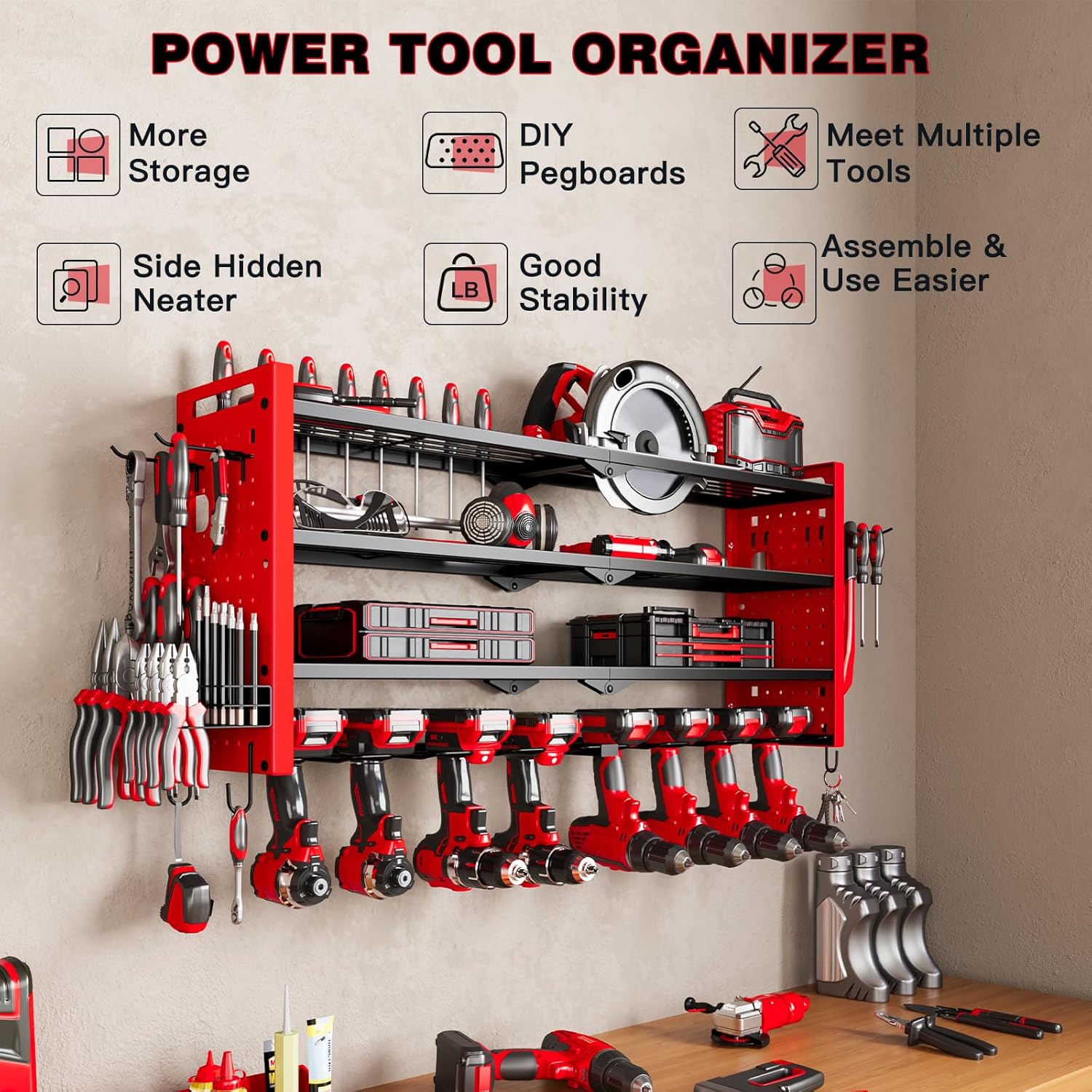 4-Layer Large Capacity Tool Ra - Workshop Tools Wall reseña y precio