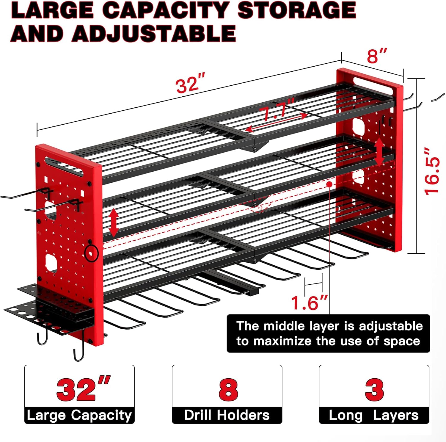 4-Layer Large Capacity Tool Ra - Workshop Tools Wall reseña y precio