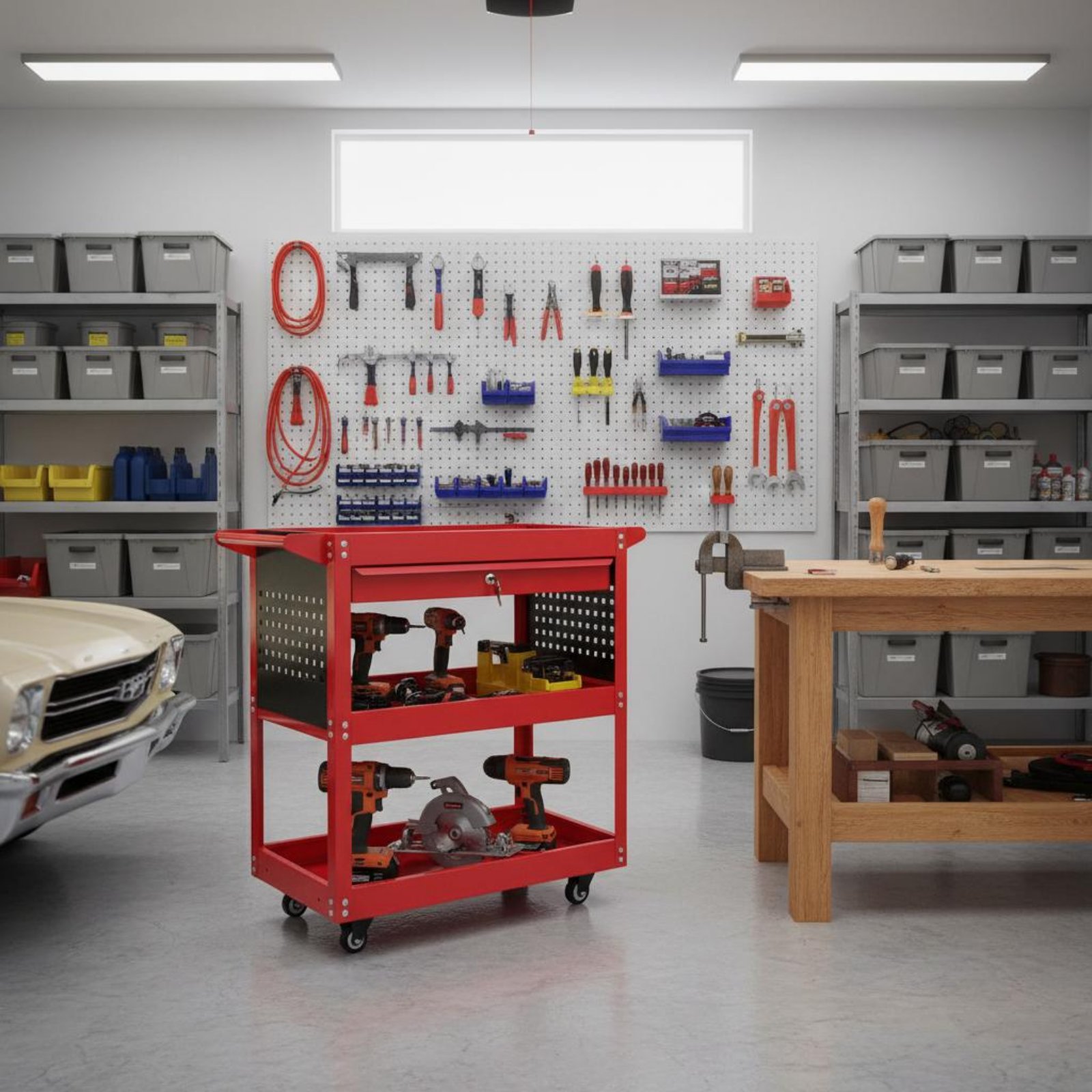 3-Tier Tool Cart Thickened Ste - Tools For Garage Workshop reseña y precio